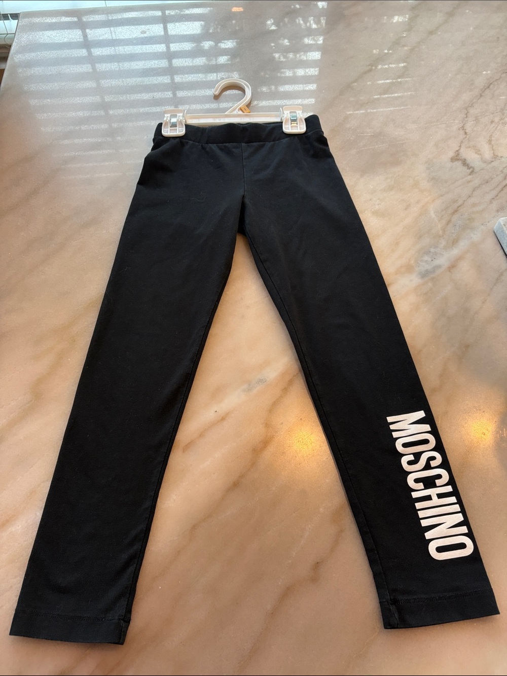 Moschino Kids Black Leggings with White Side Logo